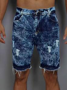 Men's Ripped Bermuda Jeans Summer Fashion 100% Premium Spring And Summer Line - Lavagem Jeans 4 - View 3