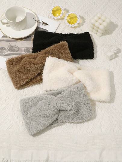 1pc Autumn/Winter Faux Fur Headband, Fashionable Minimalist Criss-Cross Hair Accessory For Women Elegant Scarf Warm Hair Bands Women Bandanas