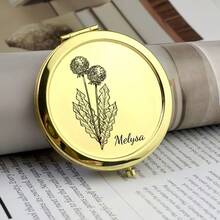 1pc Custom Name Compact Pocket Makeup Folding Mirror Graduation Gift Sister Friends Bridesmaid Party Gift Birthday Gift Gift, Waterproof, Compact Exquisite, Stylish, Fashionable, Modern, Contracted Custom, Personalized, Unique Ideal Gifts