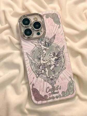 Retro Artistic Angel Design Phone Case Compatible With IPhone 17 Pro Max/17 Pro/17 Air/17/16 Pro Max/15 Pro Max/ 14 Pro/13 Pro With Built-In Lens Film, Suitable For 15 Pro/16 Plus, New 15/16 Models