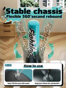 Punching Bag For Kids, 47 Inch Kids Punching Inflatable Kids Punching Bag For Kids 3-12, Punching Bag With Bounce-Back Action Set For Practicing Karate, Taekwondo - Blue - View 3