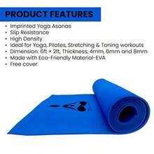 YOGA MANTRA ASANA BLUE MAT WITH BAG 8mm