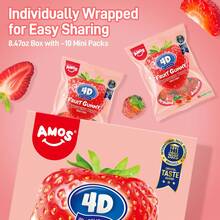 AMOS 4D Gummy Strawberry Burst Candy Juice Filled Strawberry Shaped Gummy Candy, Fruit Snacks, 8.47oz (240g) - 草莓口味 - 查看 5
