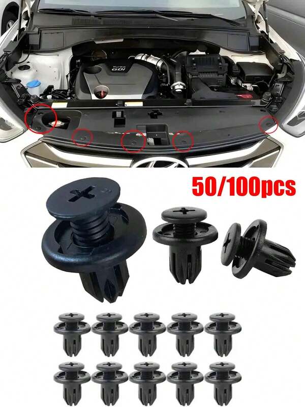 50/100pcs [Plastic Rivets Fastener Clips] Plastic Rivets Fastener Clips For Car Door TrimPanel,Push-Type Liner Car Retainer Clips,Car Fastening Clip Set, Mudguard Rivet Fixing Clips, Bumper Edge Trim Accessories,1pc