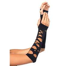 Womens Distressed Glove Arm Warmers Costume Accessory Black Distressed O/Sgift - 如圖 - 查看 3