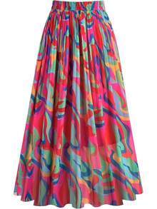 Kingfancy Women's Pleated Skirt Chiffon Elastic Waist A-Line Midi Length Skirt - Nhiều màu - Xem 12