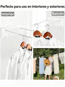 Cordón para Tender Ropa Retráctil de Acero Inoxidable, 2 Líneas Ajustables de 5.2 Metros, Soporta 25 Kg, Ideal para Interior y Exterior, Uso en Baño, Balcón y Jardín - Plateado - Ver 6