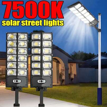 Luz de pared solar para exteriores con sensor de movimiento, 360/504 LED de alta luminosidad, funciones de y decoración duales - Lámpara solar con control remoto, adecuada para iluminación comercial, campamento de emergencia, etc. Equipada con 3 baterías de 1500mAh, resistente al agua y al polvo, 3 modos de iluminación, ideal para jardín, patio, estacionamiento, Navidad, Halloween, Acción de Gracias y otros eventos