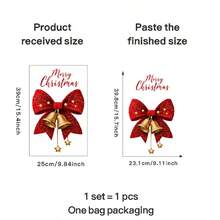 Self-Adhesive Red Bow & Golden Bells Windows Stickers - Self-Adhesive Plastic Christmas Bathroom Decals For Windows, Walls, Doors, Fridge - Easy Peel & Stick Removable Holiday Decorations, (No Residue) - Festive Bowknot & Bell & "Merry Christmas" - Multicolor - View 13