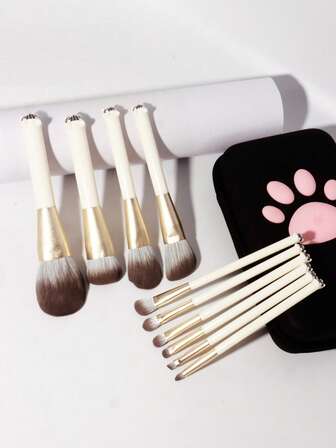 10PCS High - End Makeup Brushes, The Cute Cat Paw Storage Bag Is Very Eye - Catching, And There Are Powder Brushes, Blush Brushes, Eyeshadow Brushes And So On. It's Very Thoughtful To Give It To Friends And Besties On Christmas And Halloween. Students Can Take It Back To School, Which Is Exquisite And Practical, And It's Easy To Draw A Delicate Makeup.,Brush Set,Makeup Brush Kit,Make Up Brush Set,Make Up Set Complete,Makeup Brush Set,Complete Makeup Kit,Brush Kit,Brushes Makeup Set,Makeup Gift Set