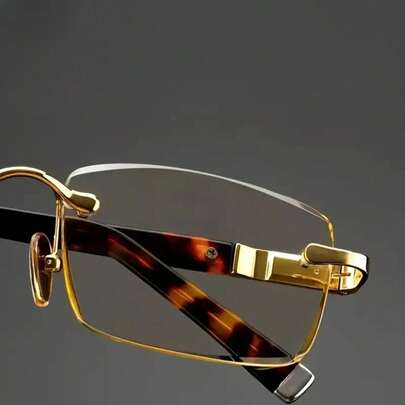 1 Pair Of Auto Zoom Glasses - Fashionable, Simple, Frameless, Brown Crystal Design, Suitable For Daily Casual Use, Modern Glasses, High-Quality Lenses, Fashion Glasses