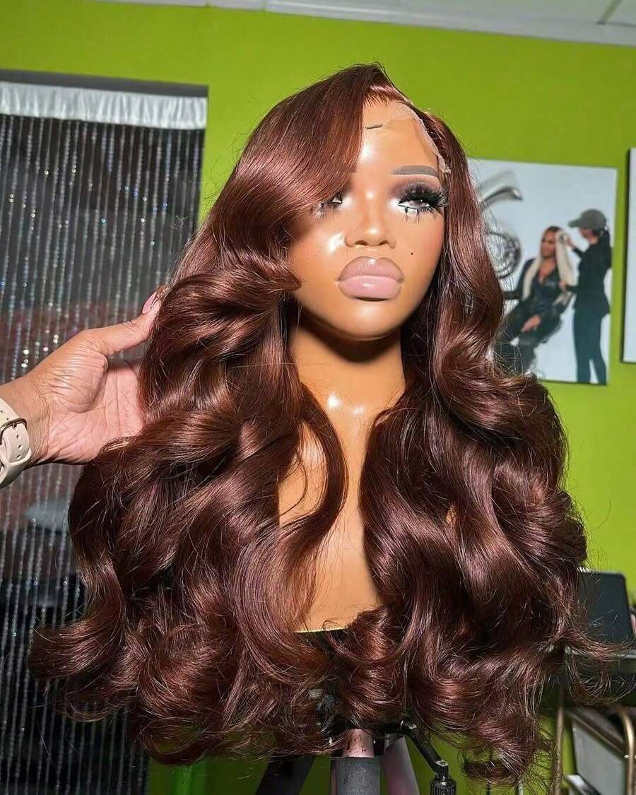 34 Inch Glueless Wigs Human Hair Pre Plucked Brown 13x4/13*6 HD Lace Front Wigs Human Hair Glueless 200% Density Body Wave Lace Front Wigs Human Hair With Baby Hair - S4 - 查看 1