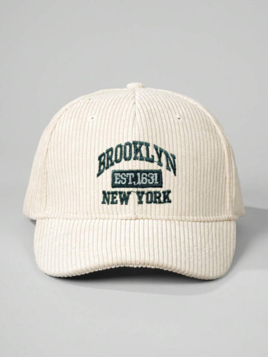 1 pieza Gorra de esquí unisex con bordado de letra "BROOKLYN NEW YORK" estilo Y2K, gorra de béisbol transpirable de moda para uso diario al aire libre, protección solar, playa, vacaciones - Beis - Ver 1