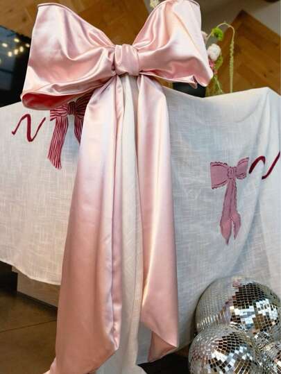 Large Elegant Pink Bow Decor Satin Ribbon Twist Bow, Big Bow Wall Decor, Christmas Tree Topper, Birthday Party Decor, Bachelorette Party Decor, Baby Shower Decor, Bridal Shower Supplies, Christmas Decoration, Home Christmas Gift, Christmas Ornament