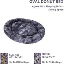 Oval Calming Donut Cuddler Dog Bed, Shag Faux Fur Washable Round Pillow Pet Bed For Small Medium Dogs (XXL(43"X34"X8"), Light Brown), Popular In 2025 - Grey2021 - View 2
