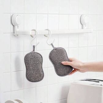 5/3件套多功能厨房彩色涂层超细纤维海绵，双面可重复使用洗碗海绵，无划痕，适用于厨房、浴室、餐具、锅具、平面台面 - 温和清洁，持久多用途清洁。配有挂钩式超细纤维清洁海绵，款式和颜色多样。