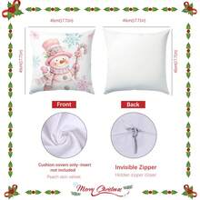 4pcs Christmas Plaid Snowman & Christmas Tree Decorative Pillow Cover Set, Single-Sided Printed Peach Velvet Polyester Material, 45*45CM Cushion Cover For Modern Fabric Sofa Indoor Decor, Party Decoration, Gift