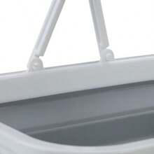 Cesta de almacenamiento plegable con asa, capacidad de 8 litros, portátil, para viajes de camping, para lavar verduras, frutas y carne, 15.5 X 38.5 X 28.5 cm, blanco y gris - Gris Oscuro - Ver 7