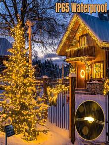 Zewnętrzne lampki solarne, 50/100/150/200/300 LED z miedzianym drutem | Lampki ogrodowe, 8 trybów, gwiaździste światła, wodoodporne, IP65, dekoracyjne lampki świąteczne w kształcie wróżek, na zewnątrz, wesele, do domu, na wesele, do ogrodu, na trawnik, na imprezę, na Halloween (ciepła biel/biel/kolorowe/czerwone/niebieskie/różowe)