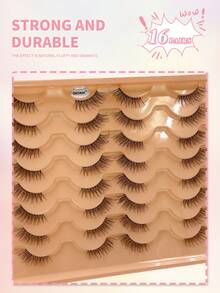 ENCHUW 16 Pairs Crossed Half Lashes With Clear Band False Eyelashes Fluffy Natural Looking Wispy Eye Lashes Tail Elongated Fake Eyelashes - Black - View 5