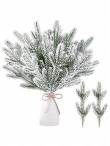10/20 piezas Ramas de pino artificiales con escarcha realistas y duraderas, ramas de pino falsas para manualidades DIY, guirnaldas, coronas, decoración de árboles de Navidad, para decoración de fiestas de Navidad, bodas, cumpleaños, centros de mesa, oficina, regalos y decoración del hogar