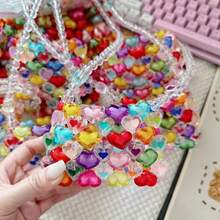 Mini Heart Shape Beaded Square Bag Colorblock Fashionable, Perfect For Music Festival, Perfect Valentine's Day Gift For Her, Best Valentines' Gift Choice Ever, Fashionable Heart Purse, Perfectly Match With Valentine Day Dress - Nhiều màu - Xem 6