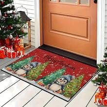 1 pieza Alfombra rectangular de gel de sílice con estampado de pingüino para decoración y regalo de Navidad, para sala de estar, dormitorio, pasillo, baño, lavandería - Poliéster, decoración del hogar para interiores/exteriores - Multicolor - Ver 5