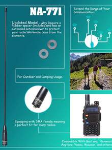 2pcs - Baofeng NA-771 Dual Band Antenna, 144/430MHz, SMA Female Connector, Compatible With BF-UV5R BF-UV82 F8HP, Battery Not Included