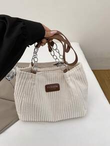 轻便、商务休闲、时尚大容量简约毛绒单肩手提包，适合上学、旅行、购物、约会，是送给年轻女孩、女大学生、职场新人和OL的理想礼物。 - 白色 - 查看 6