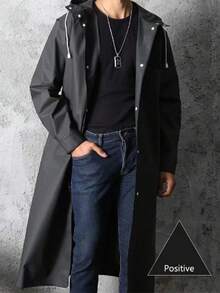 A Black Long Cape Raincoat For Adults, Men And Women, Waterproof Jacket, Rain Cape Hooded, Black Adult Windbreaker Style Raincoat, Windproof Hat, Rope Rain Cape, Lengthened And Thickened, Spot Fishing Rain Cape,Spring Summer Picks,Brides Maid Gifts,Room,Bedroom Decor,Beach,Travel,For Men,For Women,Vacation,Cute Stuff - Black - View 9