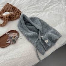 Rote Balaclava-ütze für Frauen, warme Strickmütze für Herbst und Winter mit Nackenwärmer, einteilige große Kopfumfang Ohrenschutz Wollmütze - Dunkelgrau - Übersicht 9