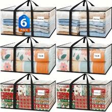 6PCS Clear Heavy Duty Moving Bags With Reinforced Handles And Double Zippers - Extra Large Storage Organizers For Clothes, Sheets, Toys - Clear And Blue Design For Easy Visibility, Perfect For Home Organization And Moving Essentials, Clothes Organizer Storage, Space Saver Bags - trắng - Xem 8