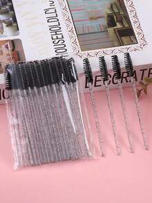 50pcs Eyelash Brush Crystal Rod Spiral Makeup Brush Grafting Eyelash Comb Eyelash Curl Eyelashes Tool,Eyebrow Brush,Eyeshadow Brush,Spoolie,Spoolie Brush