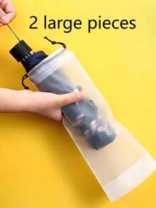 1 Piece Frosted Clear Plastic Reusable Drawstring Umbrella Storage Bag, Portable Umbrella Storage Case (Various Rope Colors, Portable Translucent Frosted Umbrella Bag With Waterproof Drawstring Closure, Foldable And Reusable Umbrella Bag