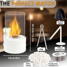 Round Tabletop Fireplace Fire Bowl Pot Portable Clean-Burning Bio Ethanol Ventless Firepit For Table Home Kitchen Living Room Garden Parties Events Wedding (White) - White - View 9