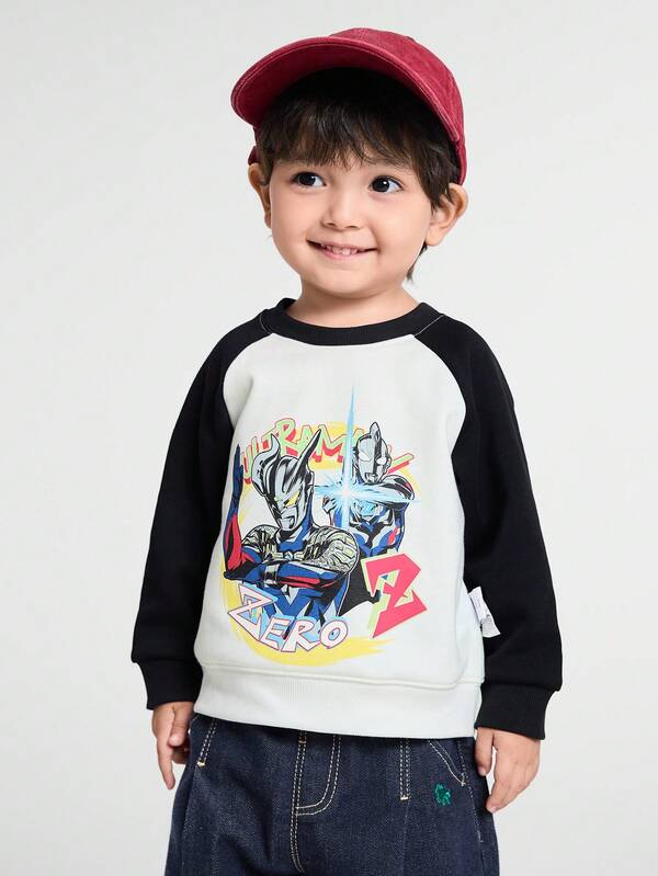 Balabala Ultraman Boys Fleece Hoodie, 2025 Winter Mall Edition, Cozy Casual Sweatshirt