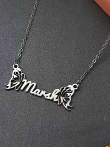 1 Piece Of Fashionable Stainless Steel Hollow Butterfly Custom Name Women's Pendant Necklace Elegant Wings Personalized Jewelry Suitable For Daily Wear And Dance Wear Necklace - Multicolor - View 4