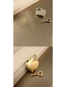 Set de pequeño candado con forma de corazón con llave - Candado metálico con forma de corazón, apto para maletas, portátiles, cajones, carteras - Juego de cierres decorativos pequeños para bolsas