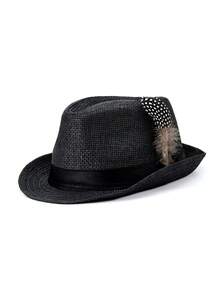 1 pieza Sombrero de sol unisex elegante y casual de poliéster con plumas naturales, adecuado para vacaciones, playa y todas las estaciones