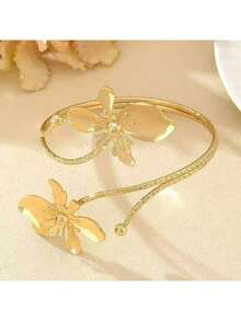 1pc Adjustable Floral Anklet With Geometric Design - Elegant Open Cuf Foot Chain Jewelry For Daily Wear, Parties & Holidays, Al-Season Comfort, Party Accessory Floral Pattern | Adiustable Ankle Jewelry, Anklets For Women Daily Wear Party Jewelry Gifts - Multicolor - View 10