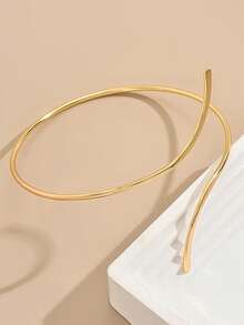 1pc Women's Minimalist Metal Fashion Geometric Hollow Arm Cuff, Suitable For Women's Daily Professional Wear - Gold - View 6