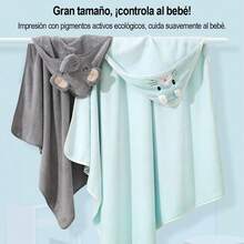 MORE BEAUTY Toalla para baño de bebé, bata de baño para niño (absorción ultrarrápida y secado rápido, material de microfibra) - Gris - Ver 5