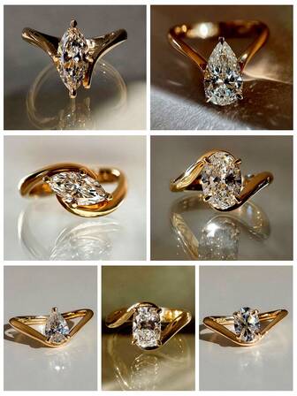 EleRunis 1 buc inel de logodnă din argint 925 cu 0,5-1,5 ct, formă de ou strălucitor/marquise/pară, verighetă pentru femei, inel de promisiune delicat, inel de eternitate, bijuterii fine, cadou