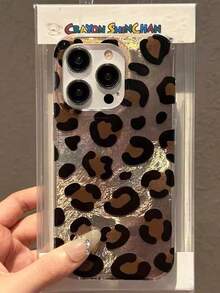 奢华琥珀豹纹贝壳纹理手机壳，兼容 16/15/14/13/12 Pro Max/11，时尚防摔后盖保护壳，圣诞礼物 - 彩色 - 查看 1