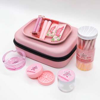 EVA Smoking Accessories Set, Includes Rolling Papers, Ashtray, Grinder, Storage Jar, Cigarette Holder, Smoking Tray, Rolling Machine, Etc. Comprehensive Kit For Home Use And Outdoor Carry, Suitable As Birthday, Holiday, Christmas Gift