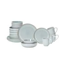 HomeVss Eur-Nordic Shape Raising Rim 20pc Dinnerware Set, Shiny Glaze Blue With Speckle Effect - 灰色 - 查看 8