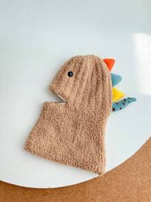 1pc Toddler Boys' Dinosaur Thermal-Lined Balaclava Hat, Knitted Beanie With Scarf, Warm Winter Cap