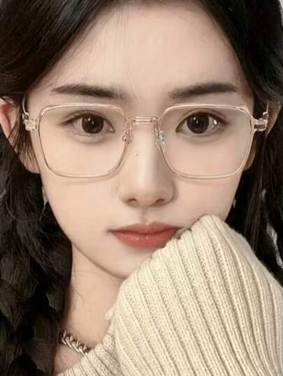 نظارات شفافة مربعة الشكل إطار بلاستيك للنساء - خفيفة الوزن ومتينة، مع عدسات دائرية واضحة وتصميم إطار مربع، نظارات عصرية بدون وصفة طبية مناسبة للاستخدام اليومي والمناسبات الخاصة