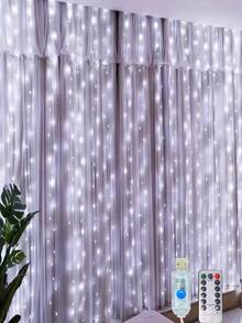 1 Stück rosa Kupferdraht Vorhang Lampe, Party Dekoration, Mädchenzimmer, Schlafzimmer Wanddekoration, Feenvorhang Lichter, LED Vorhang Lichterkette mit Fernbedienung, 300/200/100 LED Heim Dekorations Lichterkette [8 Modi & wasserdicht]