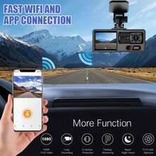 Dash Cam, Wireless WiFi Dashcam, 1080P HD Car Three-Lens Dash Cam, Hidden Mini Dashboard Recorder, 24H Security Monitor, Small Dashboard Camera For Cars - 彩色 - 查看 2